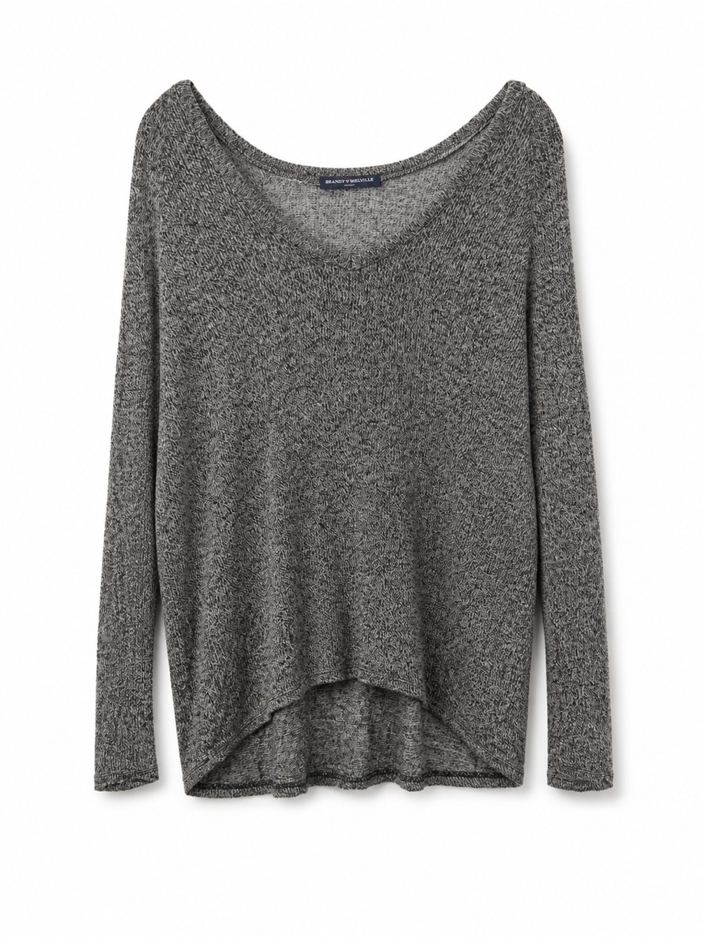 Brandy Melville Made in Italy 🇮🇹 Grey Marled Crew Knit Lightweight Top